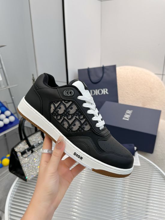 Christian Dior Premium Leather Patchwork Casual Sneakers With Accessories