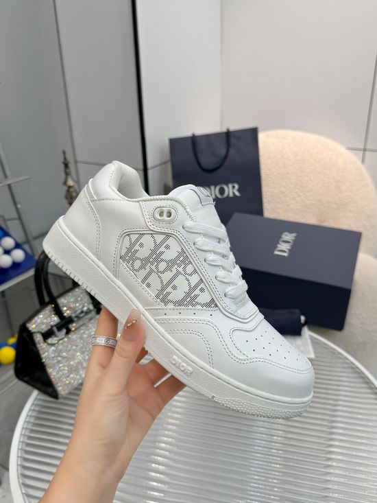 Christian Dior Premium Leather Patchwork Casual Sneakers With Accessories