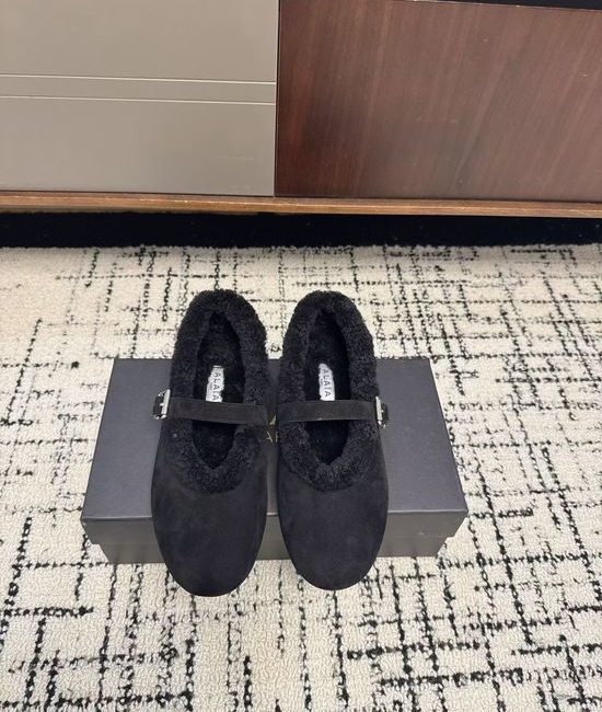 Alaia Fleece Lined Mary Jane Shoes with Buckle Strap