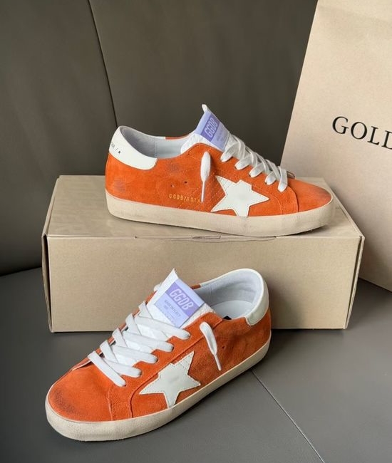 Golden Goose GGDB Premium Orange Suede Distressed Casual Sneakers Comfortable Daily Wear Shoes