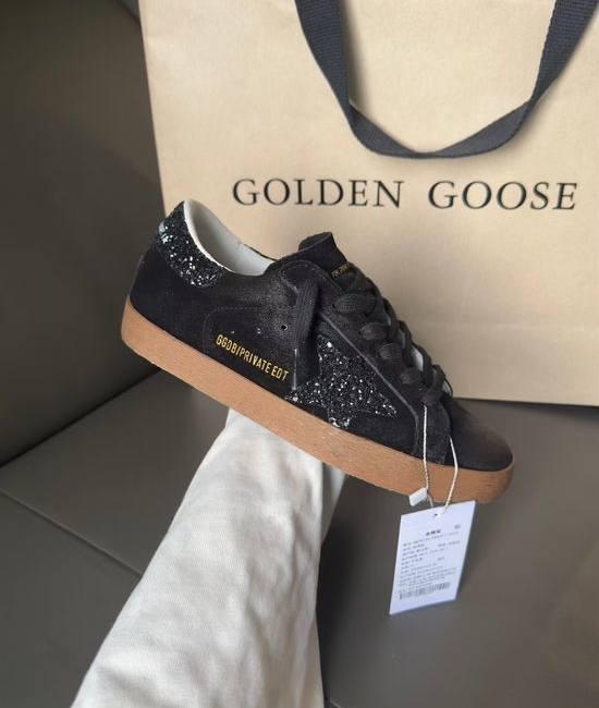 Golden Goose GGDB Vintage Distressed Leather Glitter Star Casual Couple Sneakers