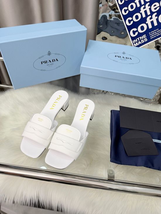Prada Classic Comfortable Soft Genuine Leather Casual Slides