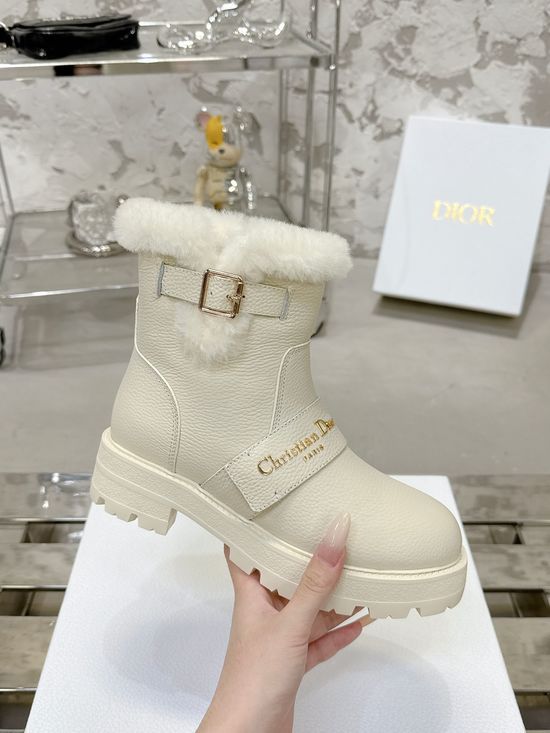 Christian Dior Genuine Leather Soft Sole Warm Ankle Boots