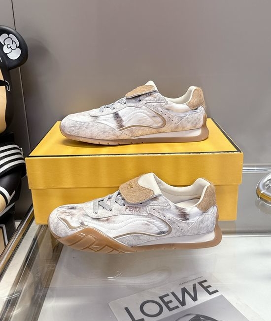 Fendi Ink Splash Design Low Top Lace Up Comfortable Sneakers