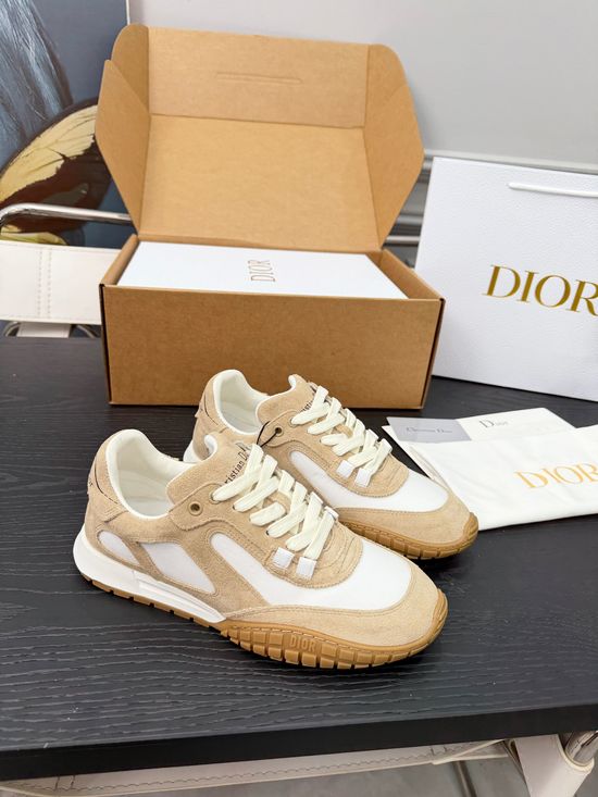 Christian Dior Suede Mesh Panel Casual Sneakers Retro Style Durable Sole