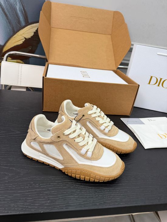 Christian Dior Suede Mesh Panel Casual Sneakers Retro Style Durable Sole