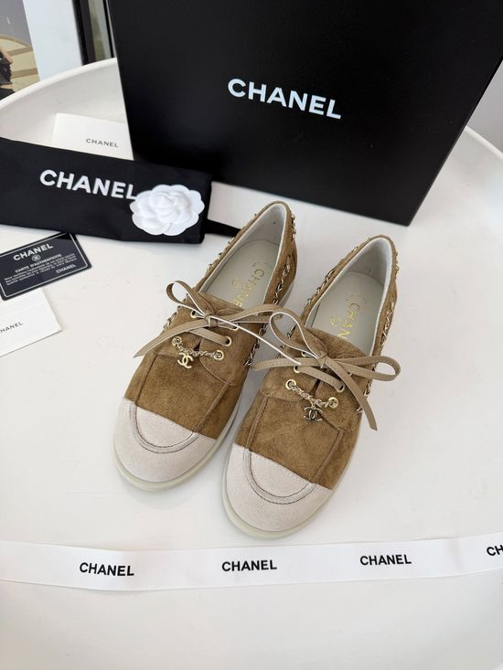 Chanel Soft Suede Leather Buckle Decor Comfortable Casual Shoes