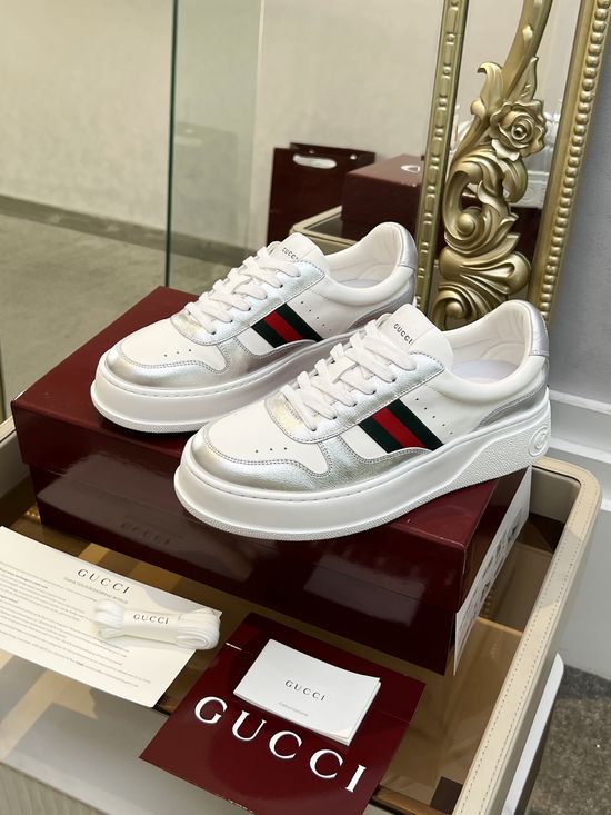 Gucci Thick-Soled White Sneakers with GG Logo Accents