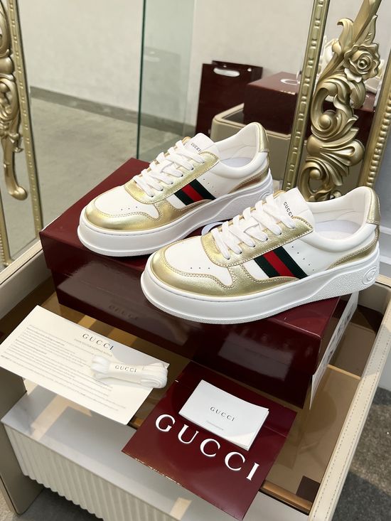 Gucci Thick-Soled White Sneakers with GG Logo Accents