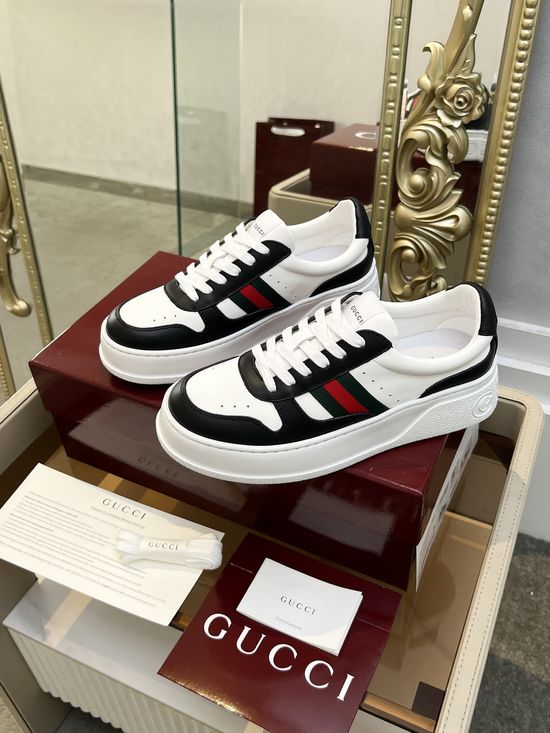Gucci Thick-Soled White Sneakers with GG Logo Accents
