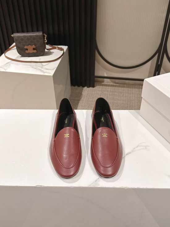 Celine Soft Leather Slip On Loafers Classic Versatile Daily Shoes