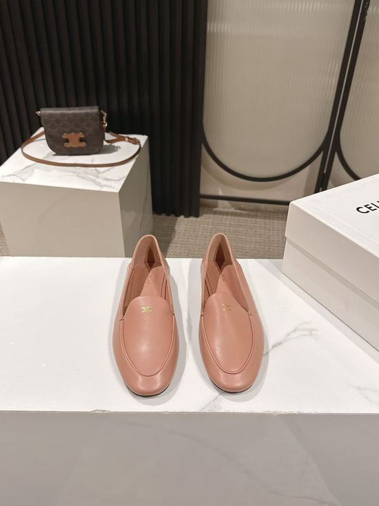 Celine Soft Leather Slip On Loafers Classic Versatile Daily Shoes