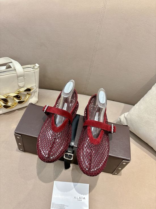Alaia Rhinestone Mesh Mary Jane Shoes Breathable Fancy Footwear