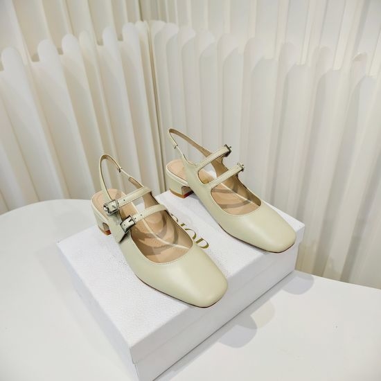 Christian Dior CD Square Toe Buckle Strap Mid Heel Sandals