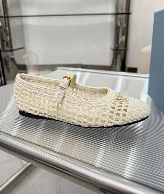 Prada Handcrafted Knitted Ballet Flat in Leather