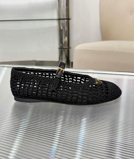 Prada Handcrafted Knitted Ballet Flat in Leather