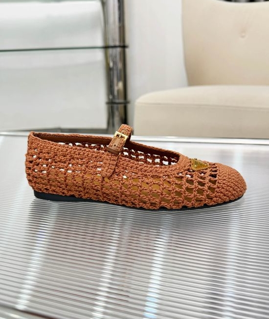 Prada Handcrafted Knitted Ballet Flat in Leather