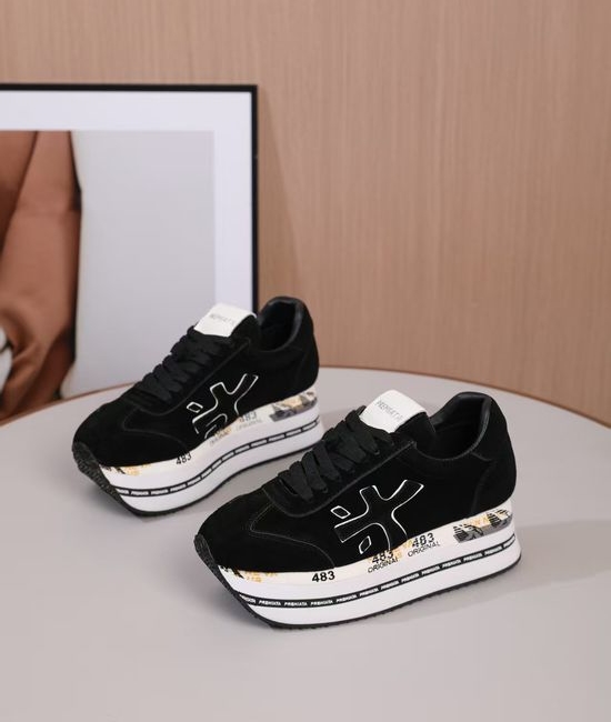Premiata Minimalist White Casual Sneakers with Embossed Logo Detail