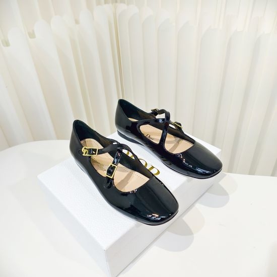 Christian Dior CD Sparkly Cross Strap Flat Ballet Shoes