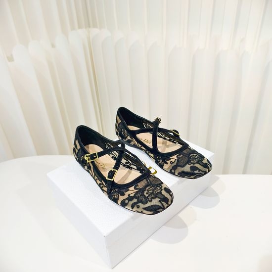 Christian Dior CD Sparkly Cross Strap Flat Ballet Shoes