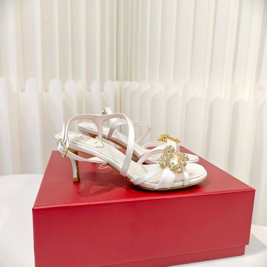 Roger Viver RV Satin Rhinestone Buckle Stiletto Heel Sandals