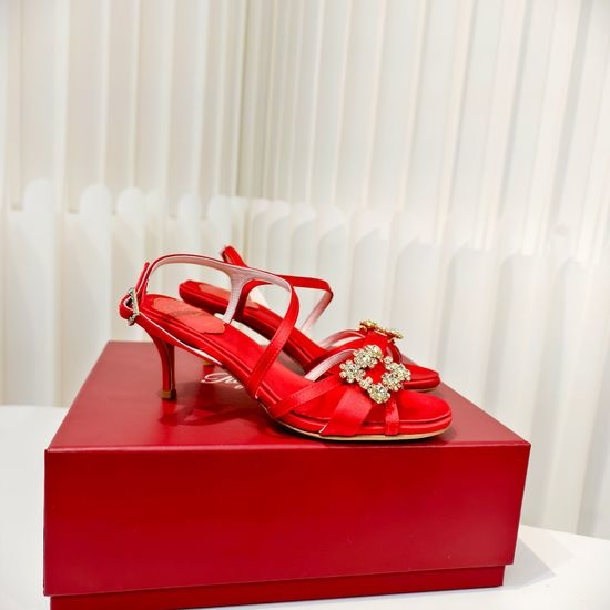 Roger Viver RV Satin Rhinestone Buckle Stiletto Heel Sandals