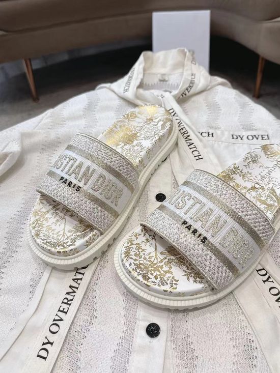Christian Dior Embroidered Thick Sole Casual Slide Sandals