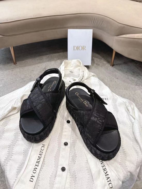 Christian Dior Minimalist Leather Strap Slides with Logo Accent