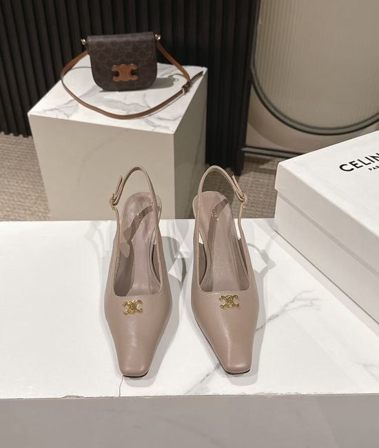 Celine Pointed Toe Leather Dress Pumps Elegant Comfortable Low Heel Shoes