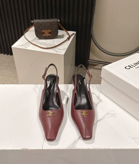 Celine Pointed Toe Leather Dress Pumps Elegant Comfortable Low Heel Shoes