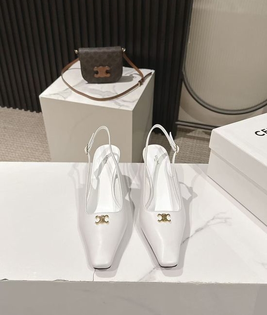 Celine Pointed Toe Leather Dress Pumps Elegant Comfortable Low Heel Shoes