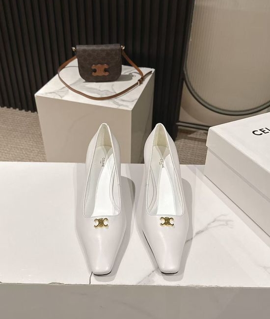 Celine Pointed Toe Leather Dress Pumps Elegant Comfortable Low Heel Shoes