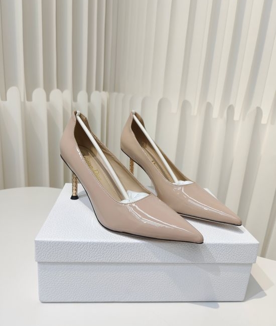 Christian Dior CD Pointed Toe Pumps With Unique Metallic Heel