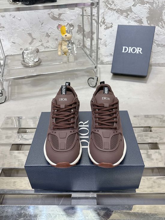 Christian Dior Lattice Pattern Thick Sole Knitted Sneakers With Elevated Design