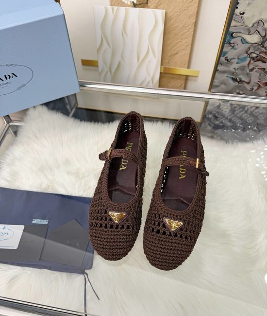 Prada Handcrafted Knitted Ballet Flat in Leather