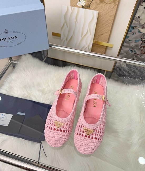 Prada Handcrafted Knitted Ballet Flat in Leather