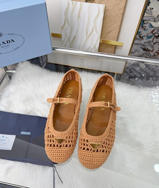 Prada Handcrafted Knitted Ballet Flat in Leather