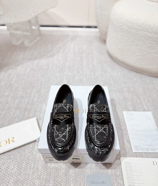 Christian Dior CD Premium Leather Classic Logo Casual Loafers
