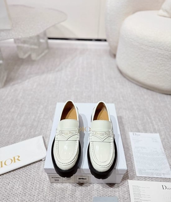 Christian Dior CD Premium Leather Classic Logo Casual Loafers