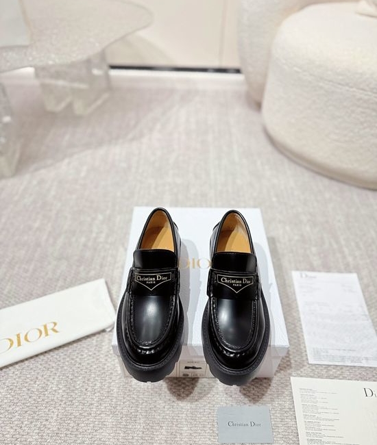 Christian Dior CD Premium Leather Classic Logo Casual Loafers