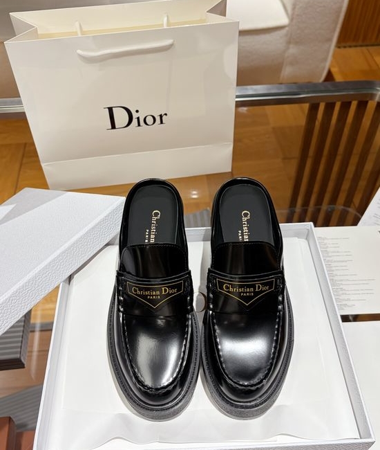 Christian Dior CD Premium Leather Classic Logo Casual Loafers