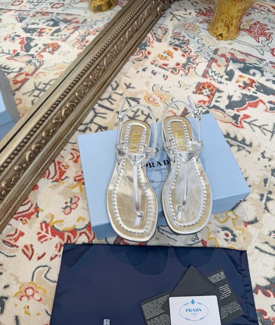 Prada Classic Buckle Thong Flat Sandals Non-slip Casual Footwear