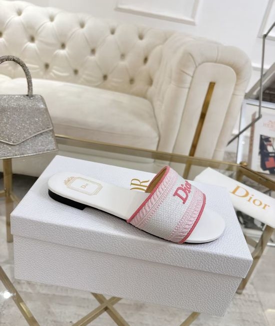 Christian Dior CD Stylish Embroidered Slides with Durable Comfortable Sole