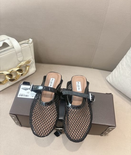 Alaia Hollow Out Mesh Buckle Sandals Soft Lining Anti-slip Sole