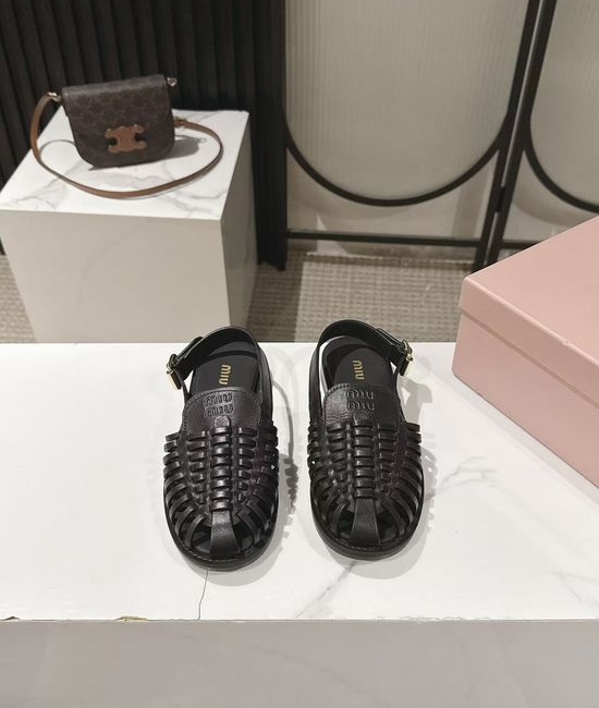 Miu Miu Woven Leather Closed Toe Adjustable Strap Sandals