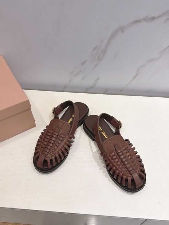 Miu Miu Vintage Woven Open Back Comfort Flat Sandals