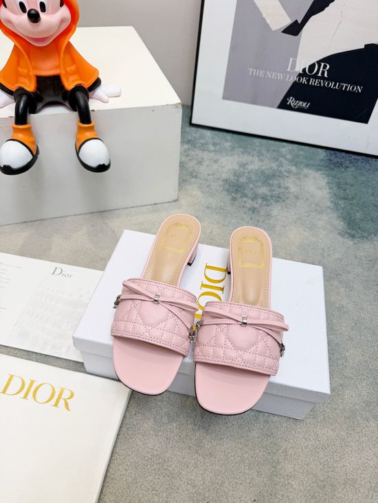 Christian Dior Embossed Leather Slides with Gold Tone Buckle