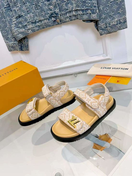 Louis Vuitton Hook And Loop Fastener Thick Sole Casual Sandals