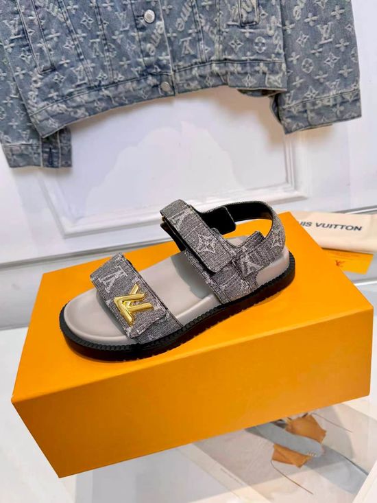 Louis Vuitton Hook And Loop Fastener Thick Sole Casual Sandals