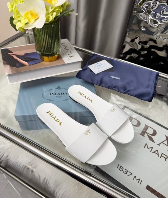 Prada Chunky Heel Slides Comfortable Non-slip Durable Sole